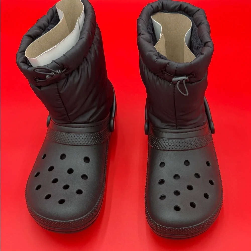 Crocs Classic Lined Neo Puff Black Snow Rain Boots NWOT ships next‎ day